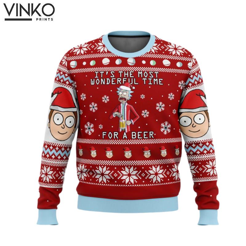 Rick and Morty Time for a Beer Ugly Christmas Sweater