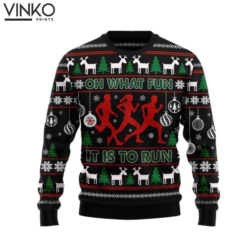 Running Lover Oh What Fun Ugly Christmas Sweater