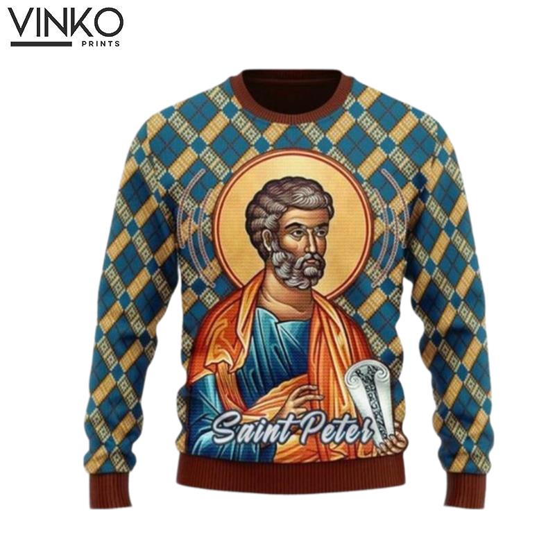 Saint Peter Lover Jesus Save My Life Ugly Christmas Sweater