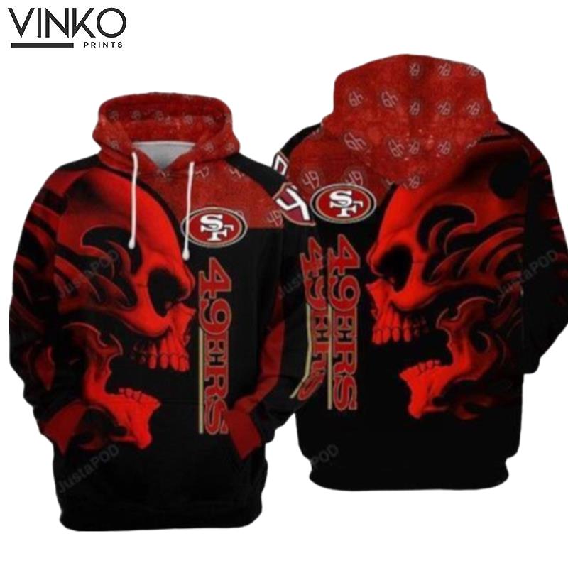 San Francisco 49Ers Nfl Football Skull Red San Francisco 49Ers Hoodie