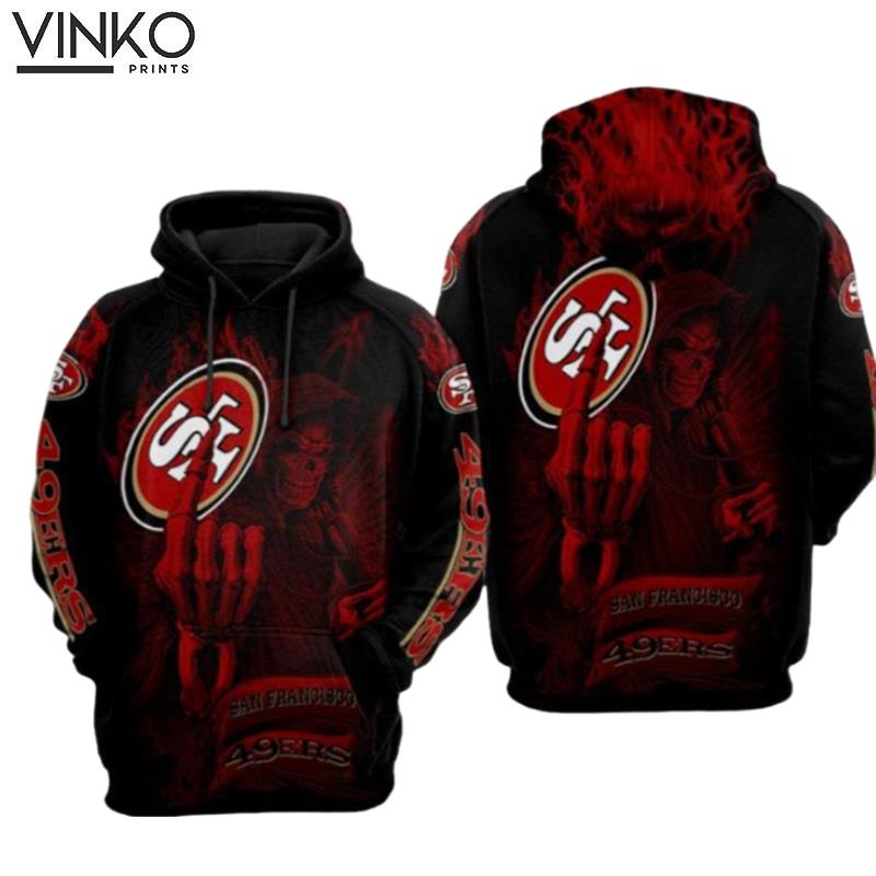 San Francisco 49Ers Nfl Football Skull Smoke Red San Francisco 49Ers Hoodie