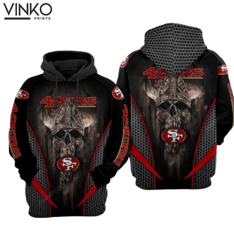 San Francisco 49Ers Nfl Football Warrior Skull Head San Francisco 49Ers Hoodie