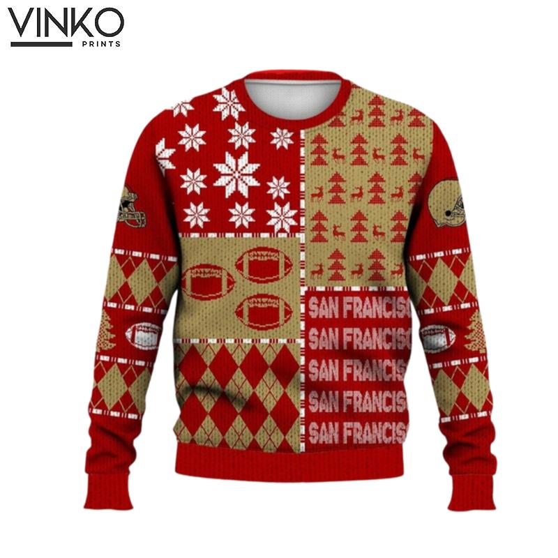 San Francisco Christmas Retro Football American Pattern 3D Ugly Christmas Sweater