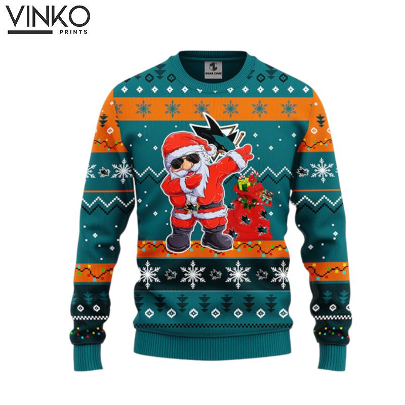 San Jose Sharks Dabbing Santa Claus Ugly Christmas Sweater