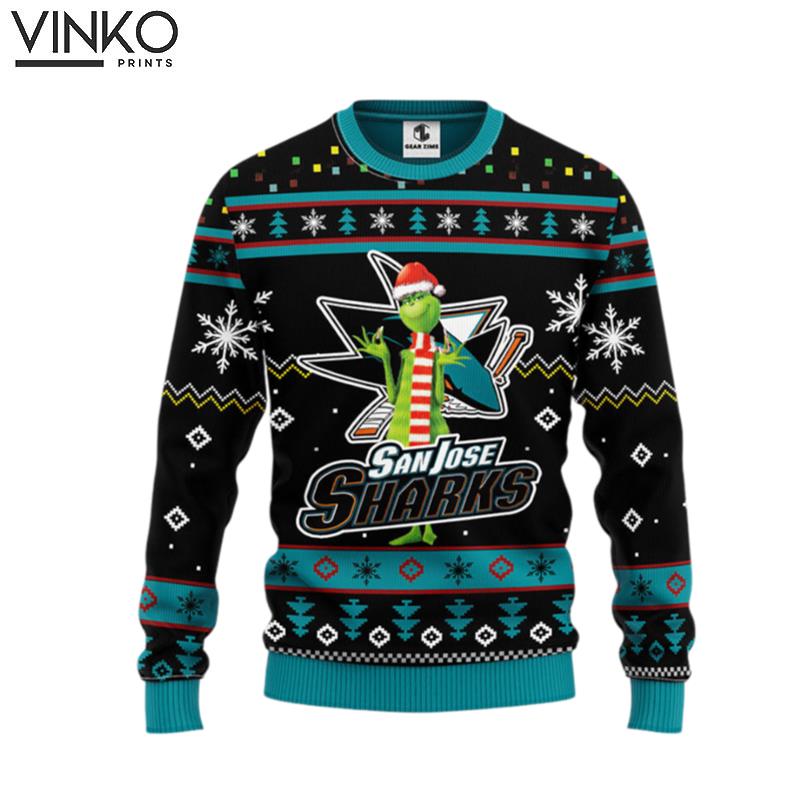 San Jose Sharks Funny Grinch Ugly Christmas Sweater