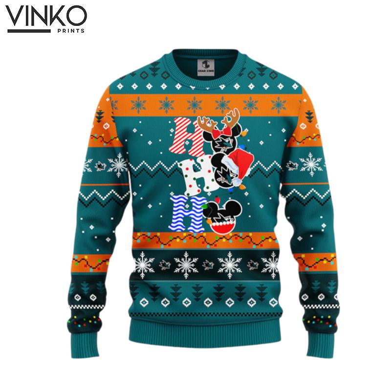 San Jose Sharks Hohoho Mickey Ugly Christmas Sweater