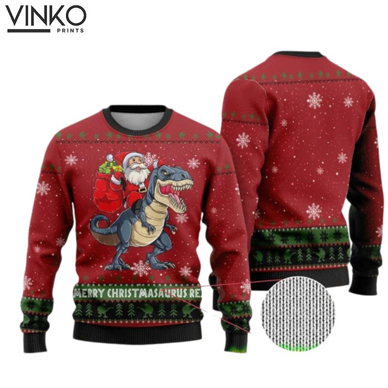 Santa And Dinosaur Ugly All Over 3D Print Ugly Christmas Sweater