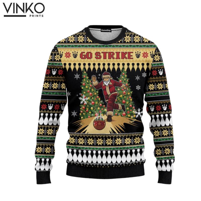 Santa Bowling Go Strike For Men And Women Ugly Christmas Sweater