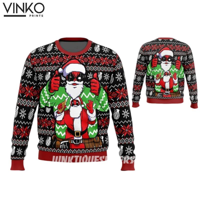 Santa Claus Deadpool ugly christmas Ugly Christmas Sweater