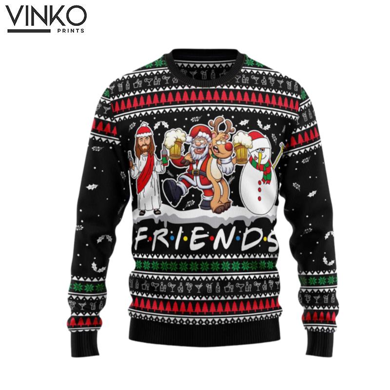 Santa Claus Jesus Friend Gift Ugly Christmas Sweater