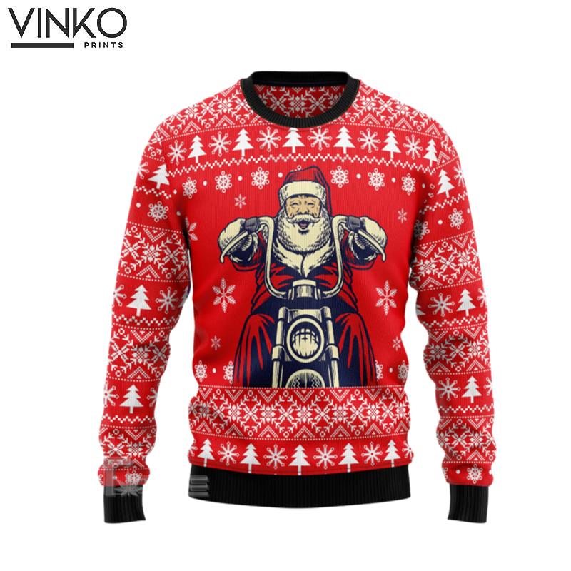 Santa Claus Ride A Motorcycle Ugly Christmas Sweater