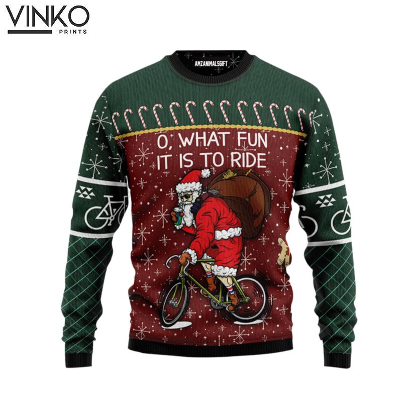 Santa Claus Santa Cycling Friends Family Ugly Christmas Sweater