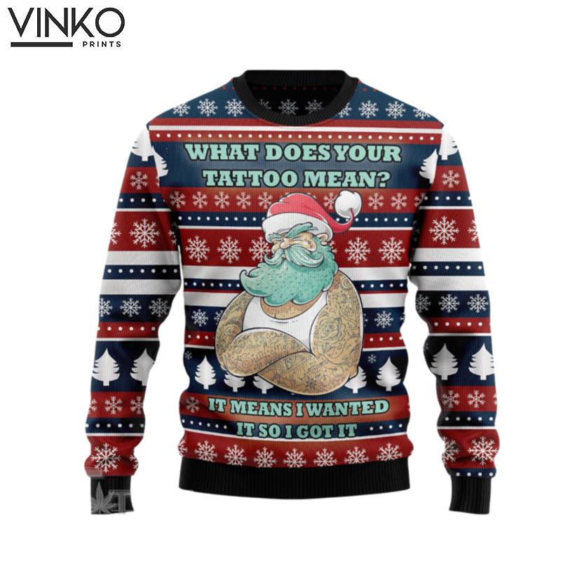 Santa Clause Love Tattoo Ugly Christmas Sweater