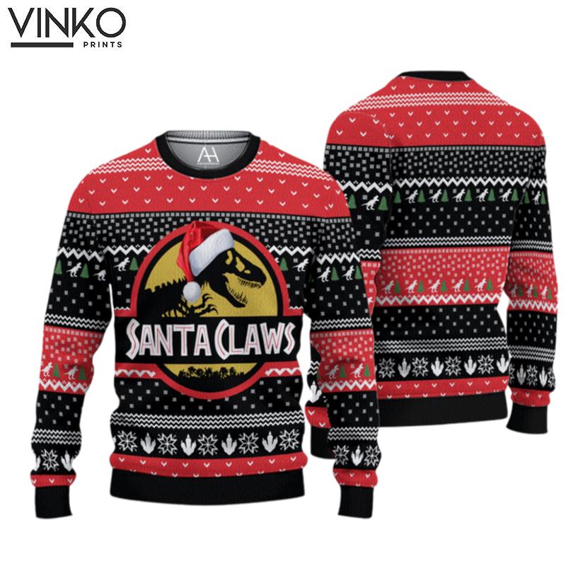 Santa Claws Trex Ugly Christmas Sweater