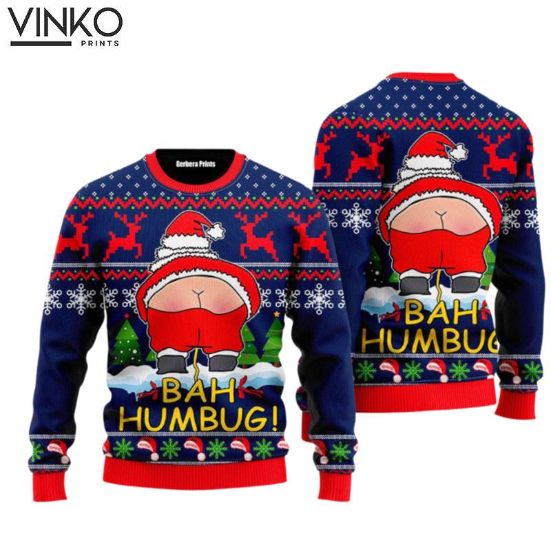 Santa Funny Bah Humbug Ugly Christmas Sweater