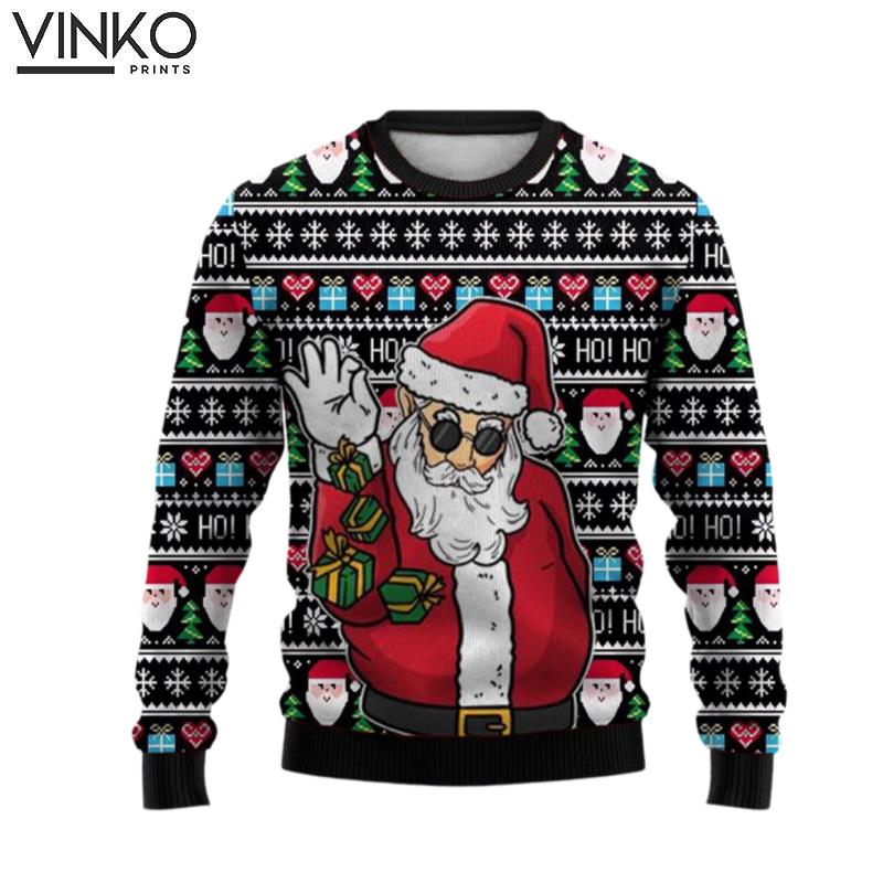 Santa Gift Print Ugly Christmas Sweater