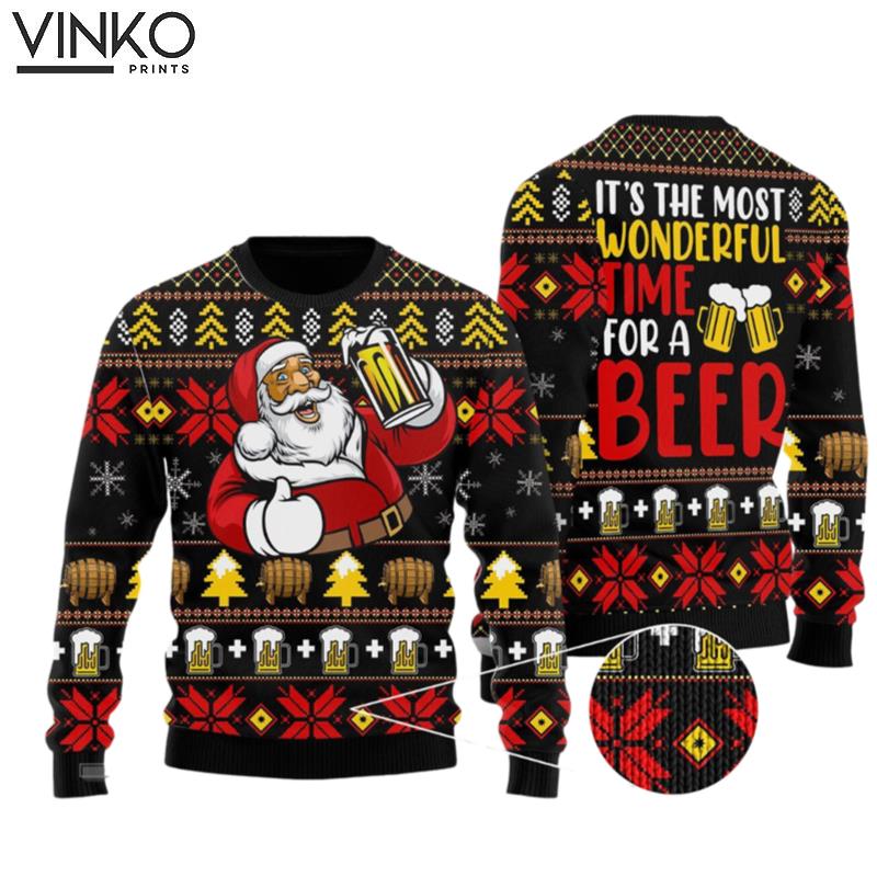 Santa Its The Most Wonderful Time For A Beer Ugly Christmas Sweater