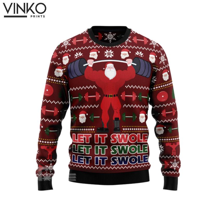 Santa Let It Swole Ugly Christmas Sweater