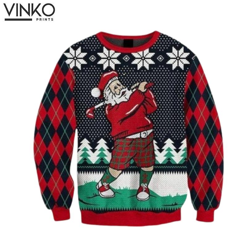 Santa Love Golf Ugly Christmas Sweater