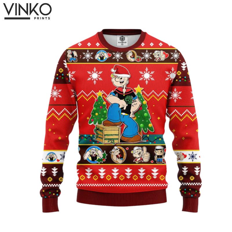 Santa Popeye Strong Merry Xmas Ugly Christmas Sweater