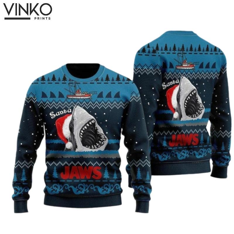 Santa Shark Christmas Shirt Retro Ugly Christmas Sweater