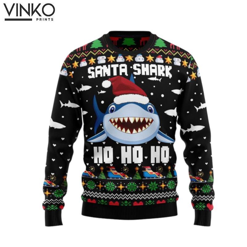 Santa Shark Ho Ho Ho Ugly Christmas Sweater