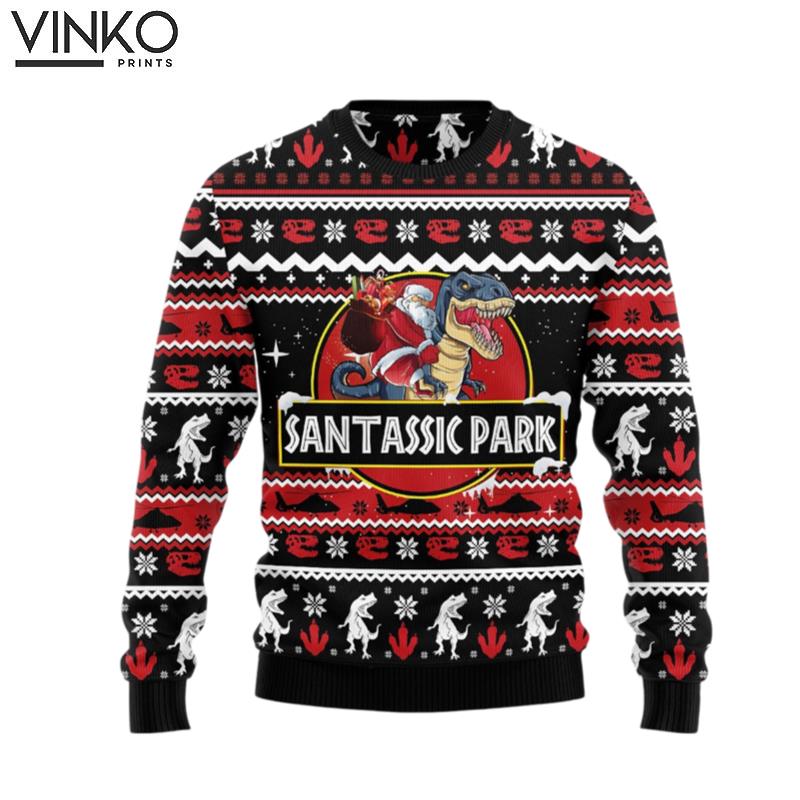 Santassic Park Gift For Pet Lovers Unisex Ugly Christmas Sweater