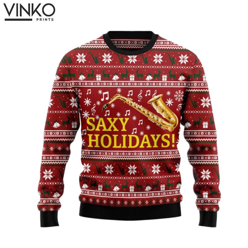 Saxy Holidays Saxophone for men and women for Family Ugly Christmas Sweater