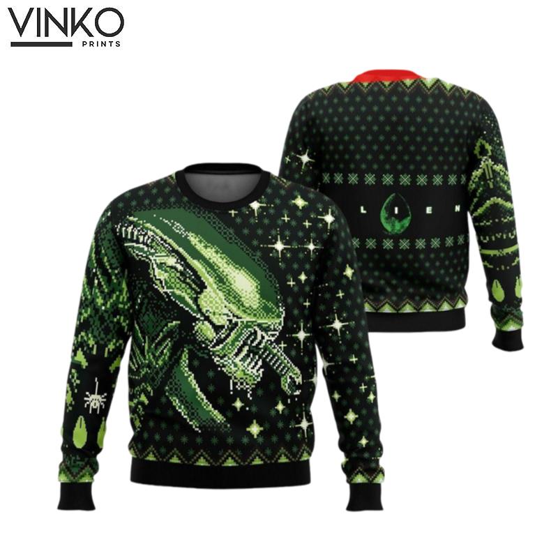 Scary Animal 3D Xenomorph Fiction Antagonist Xmas Ugly Christmas Sweater