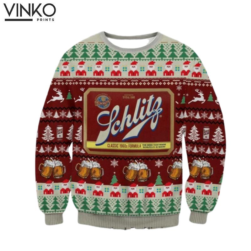 Schlitz Beer AllOver Print Ugly Christmas Sweater