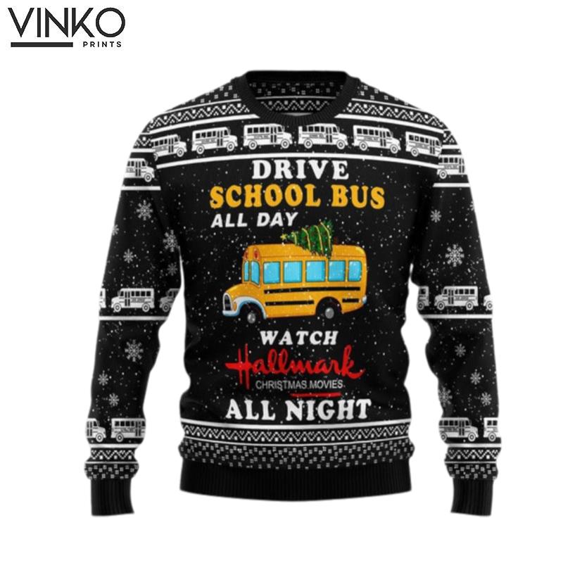 School Bus All Day for men and women Ugly Christmas Sweater