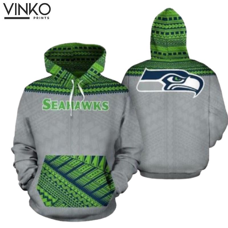 Seattle Seahawks Ncaa Football Maori Tattoo Gray Green Seattle Seahawks Seattle Seahawks Hoodie