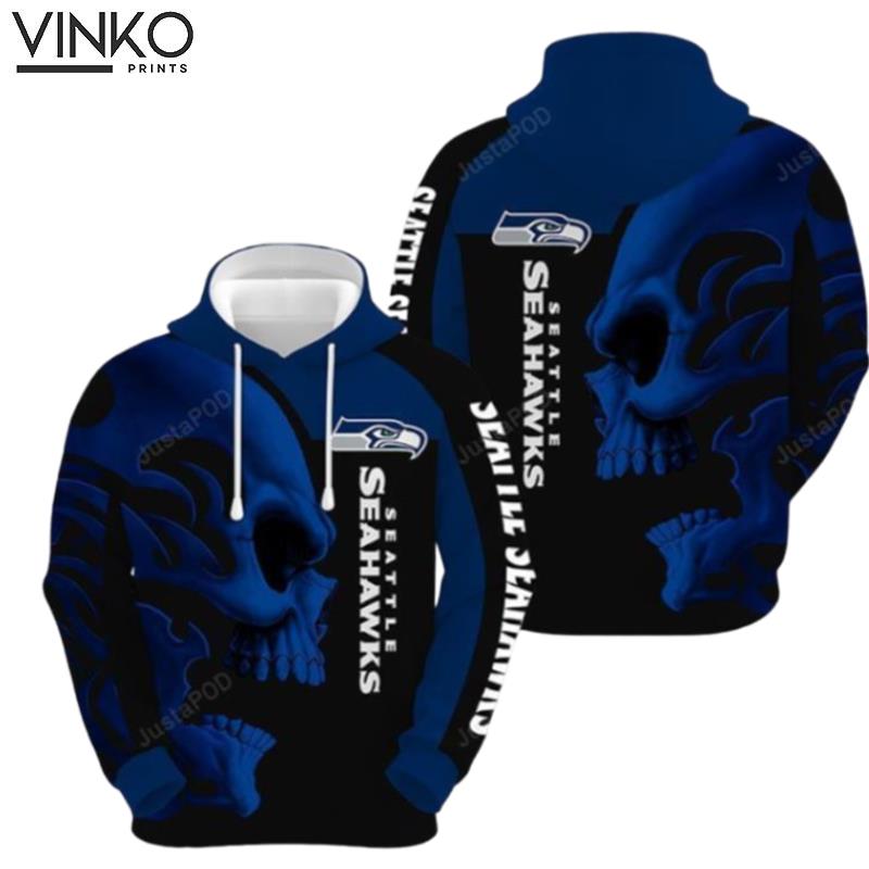 Seattle Seahawks Skull Dark Blue Color Hoodie