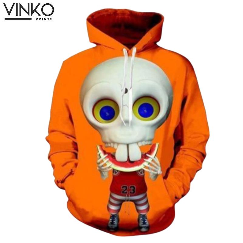 Skeleton Michael Jowordan Orange Hoodie