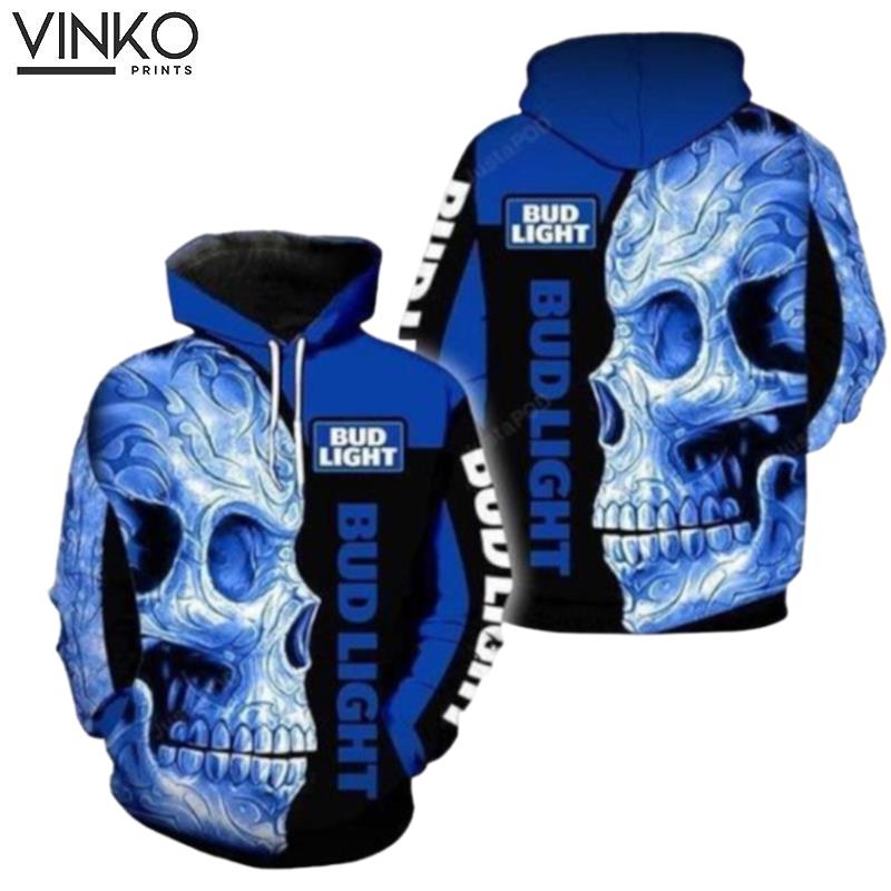 Skull Bud Light And Pered Custom Bud Light Graphic Hoodie