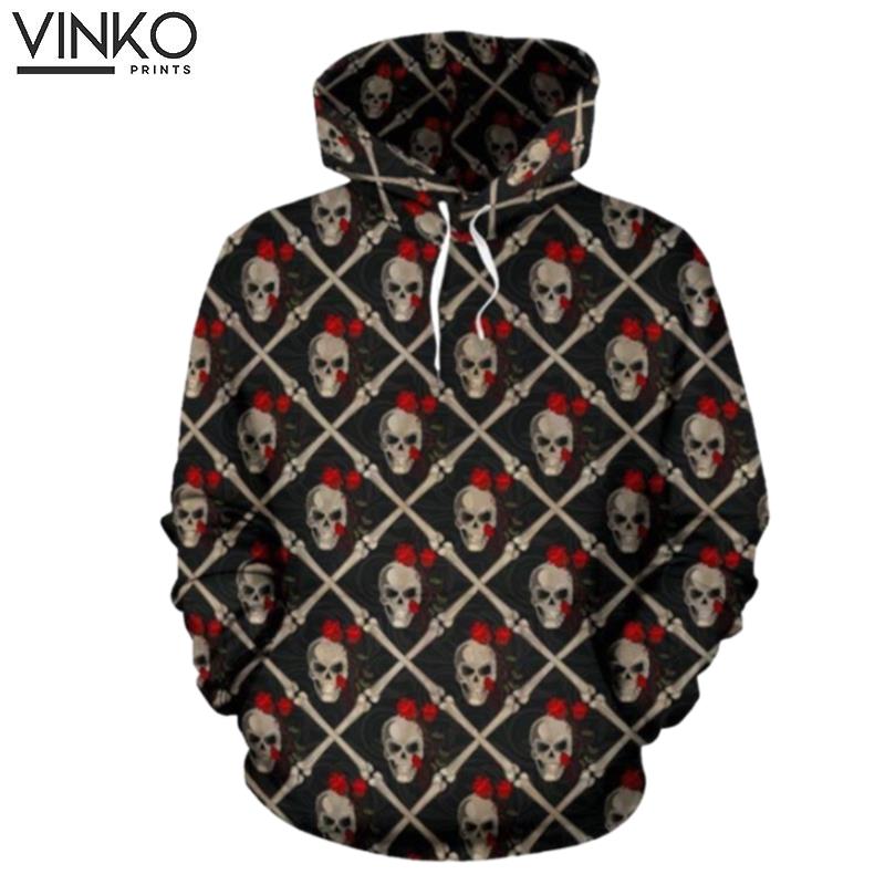 Skull Roses Bone Themed Hoodie