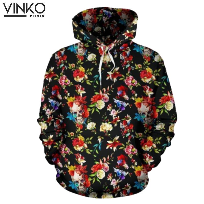 Skull Roses Flower Themed Hoodie