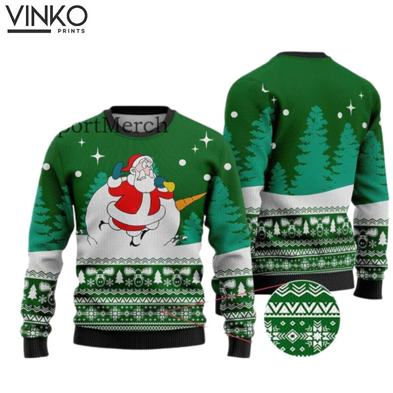 Snowman Scrolling Santa Christmas Ugly Christmas Sweater