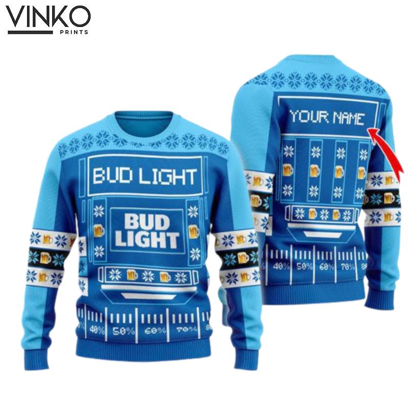 Snowy Bud Light Ugly Christmas Sweater