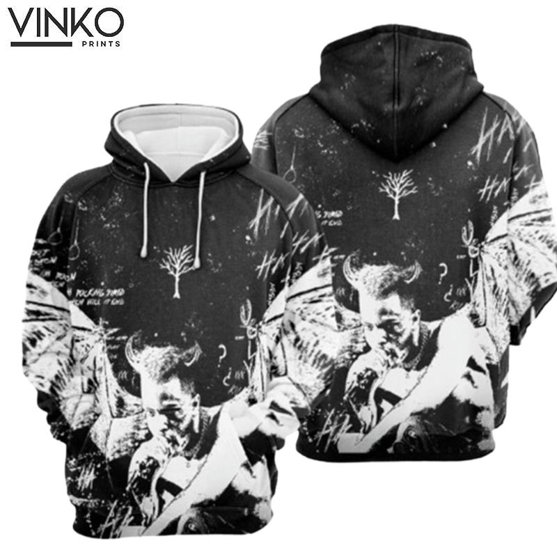 Solid Color Rapper Xxxtentacion Icon Black And White Hoodie