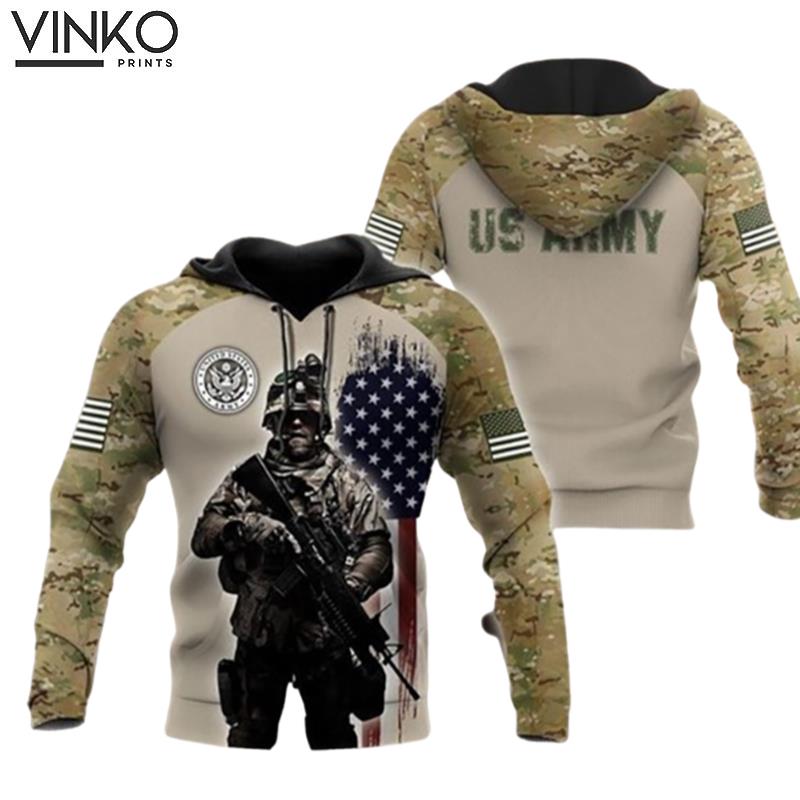 Solider Under American Flag Us Army Hoodie