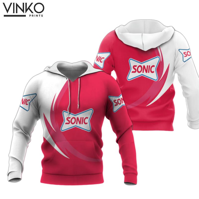 Sonic Drive In Logo White And Red Hoodie