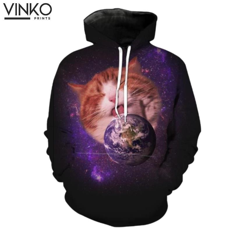 Space Earth Cat Epic Galaxy Cat Clothing Hoodie