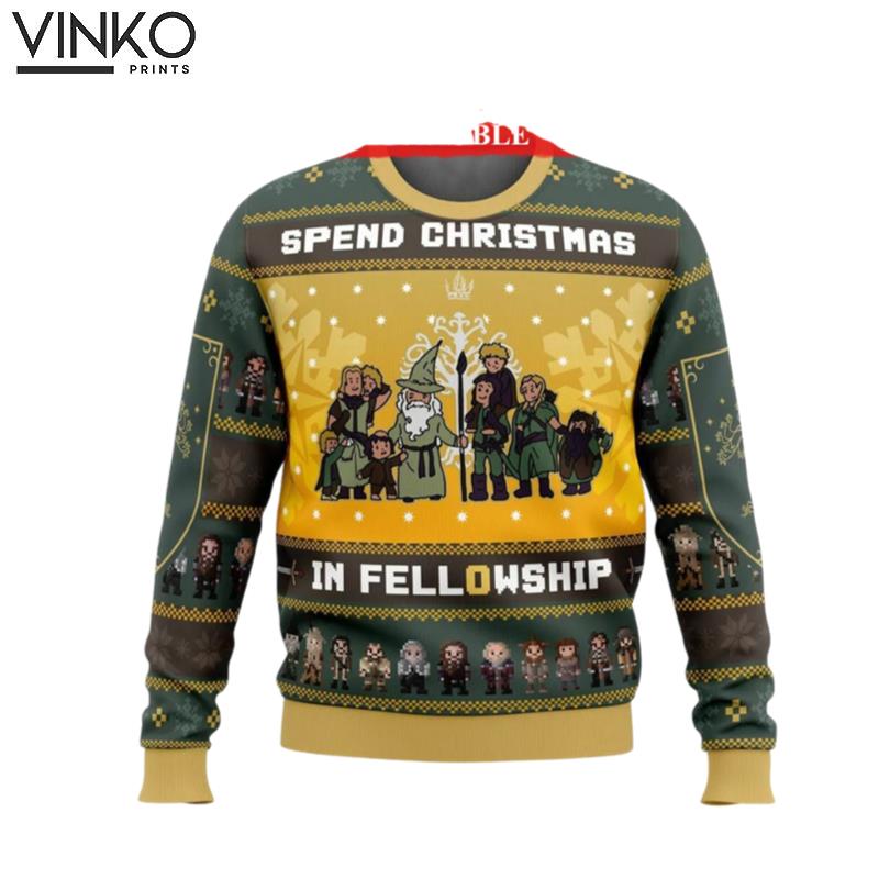 Spend Christmas in Fellowship LOTR Ugly Christmas Sweater