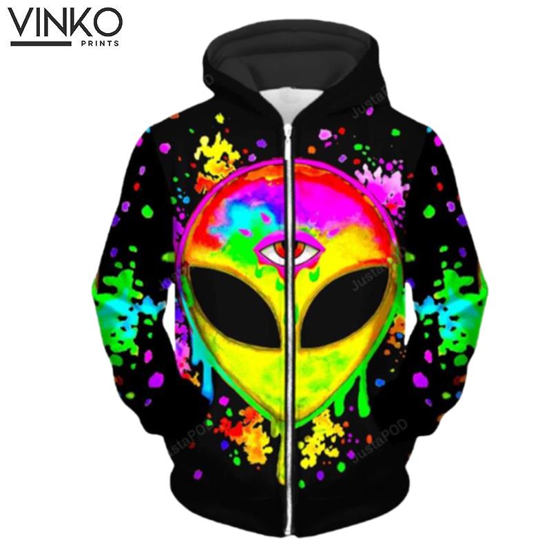 Splatter Alien Yellow Up Hoodie