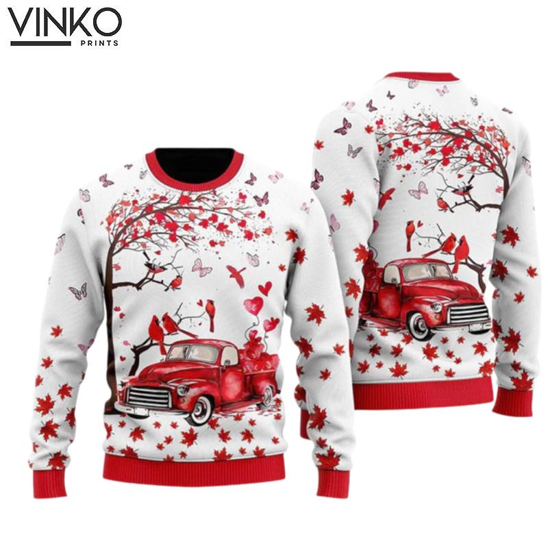 Spring Red Truck Ugly Christmas Sweater