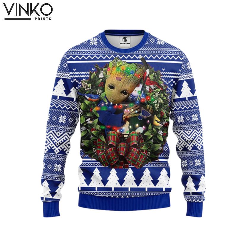 St Louis Blues Groot Hug Ugly Christmas Sweater