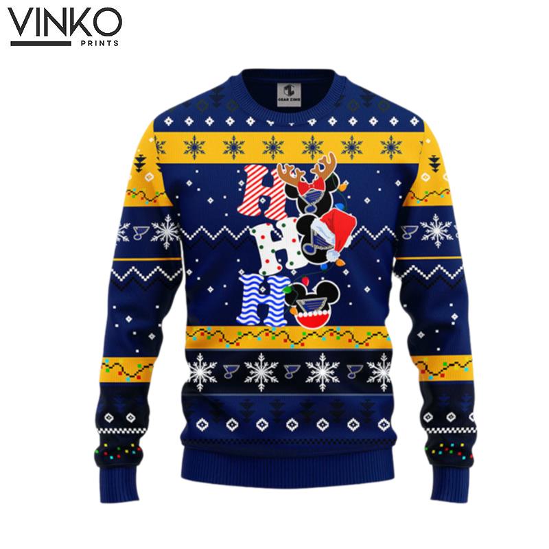 St Louis Blues Hohoho Mickey Ugly Christmas Sweater