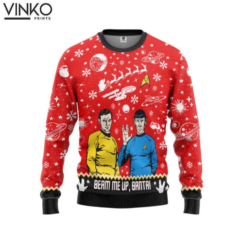 Star Trek Beam Me Up Santa Custom Ugly Christmas Sweater