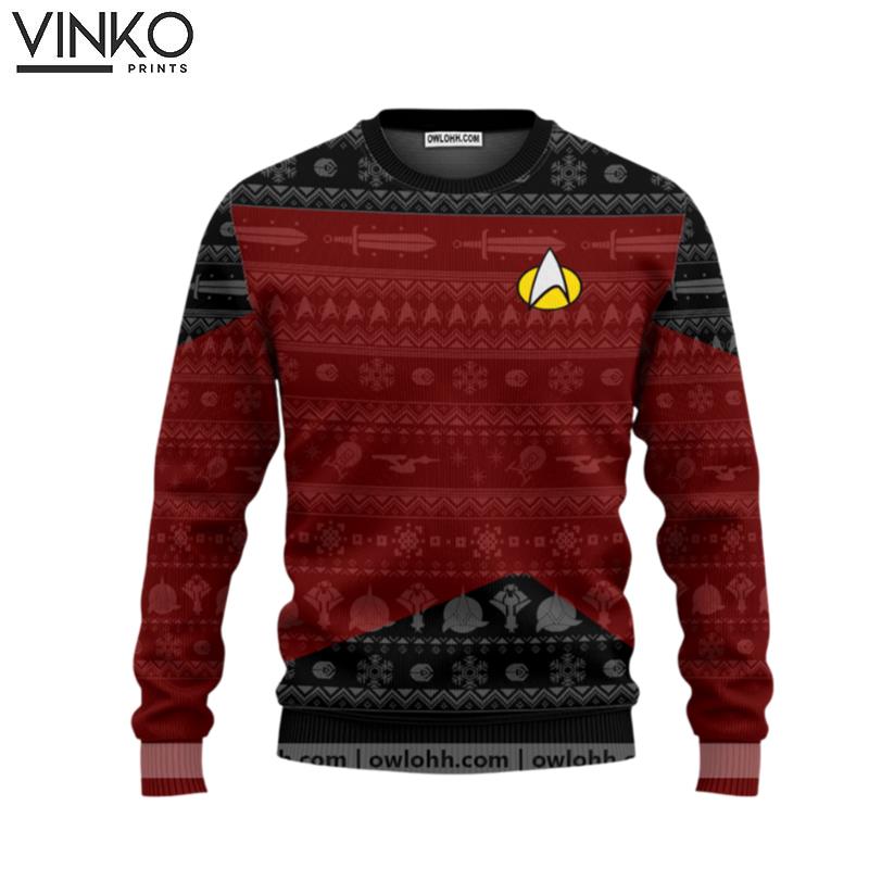 Star Trek The Next Generation 1987 Red Custom Christmas Ugly Christmas Sweater